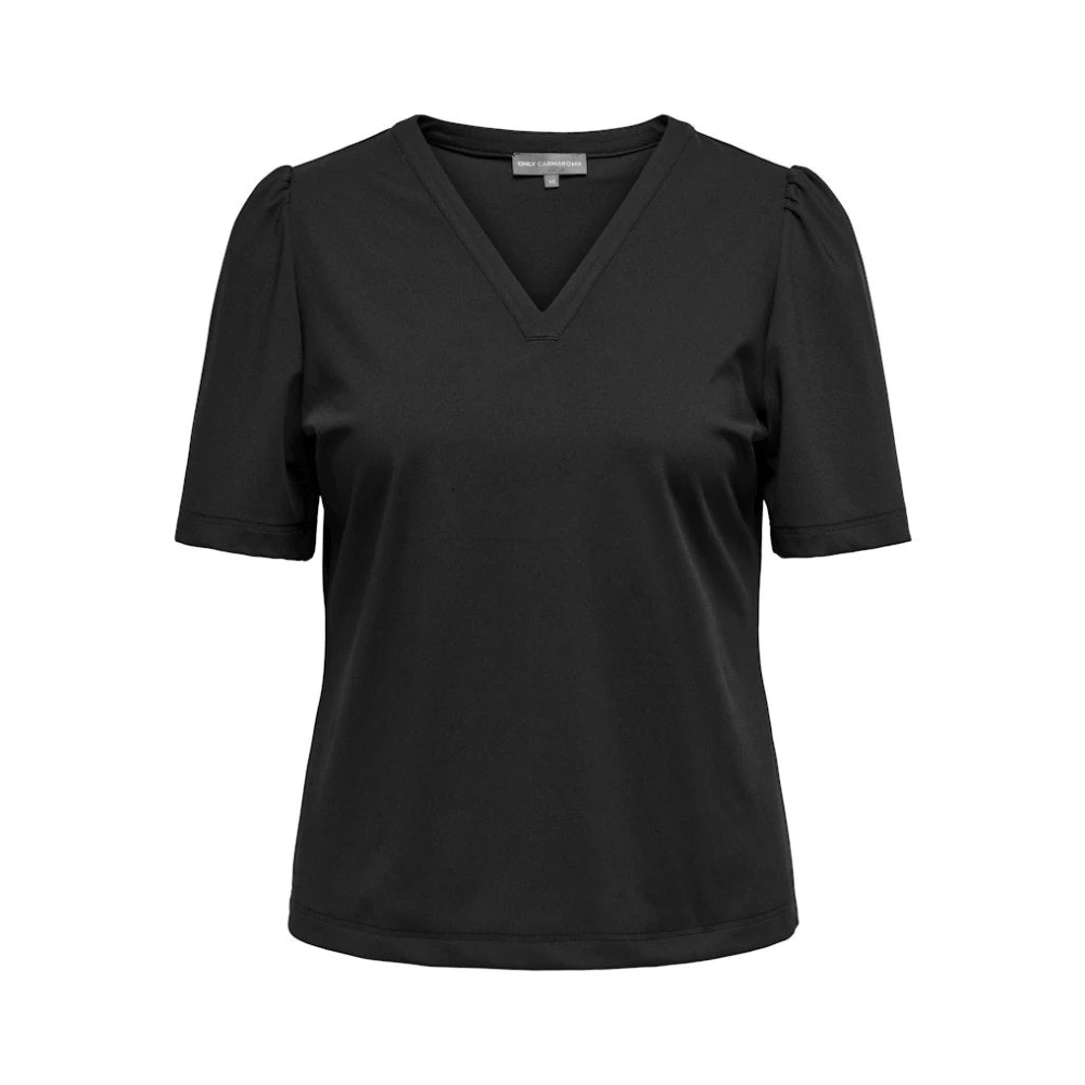 Only Carmakoma Stijlvolle V-hals gebreide top in zwart Black Dames