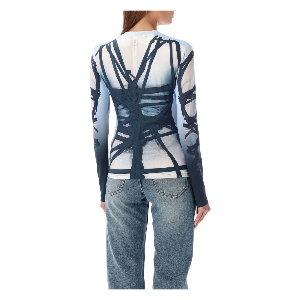 Y Project Bondage Print Top Blauw Zwart Multicolor Dames