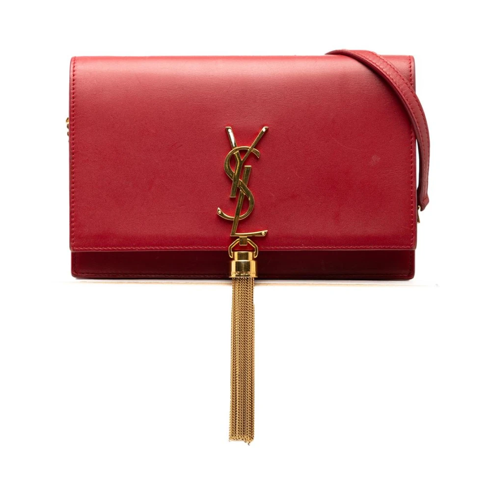Saint Laurent Vintage Women's Red Pre-Owned Chain Tassel Shoulder Bag