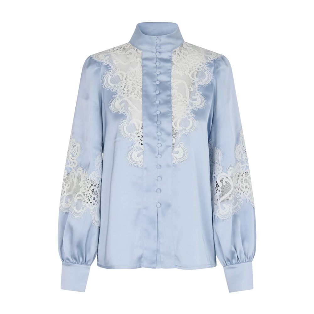 Cras Vrouwelijke blouse met kanten details Blue Dames