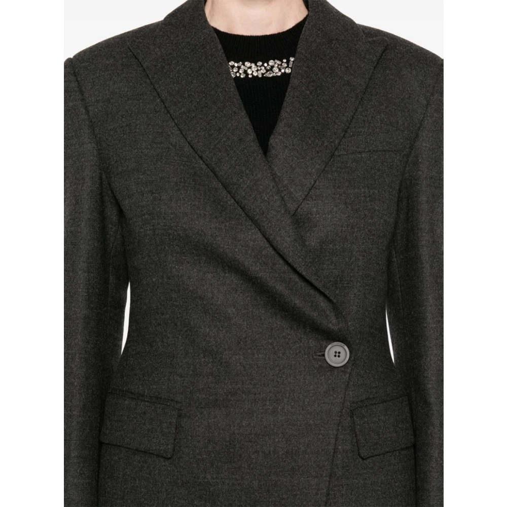 Semicouture Grijze Wollen Blend Blazer Gray Dames