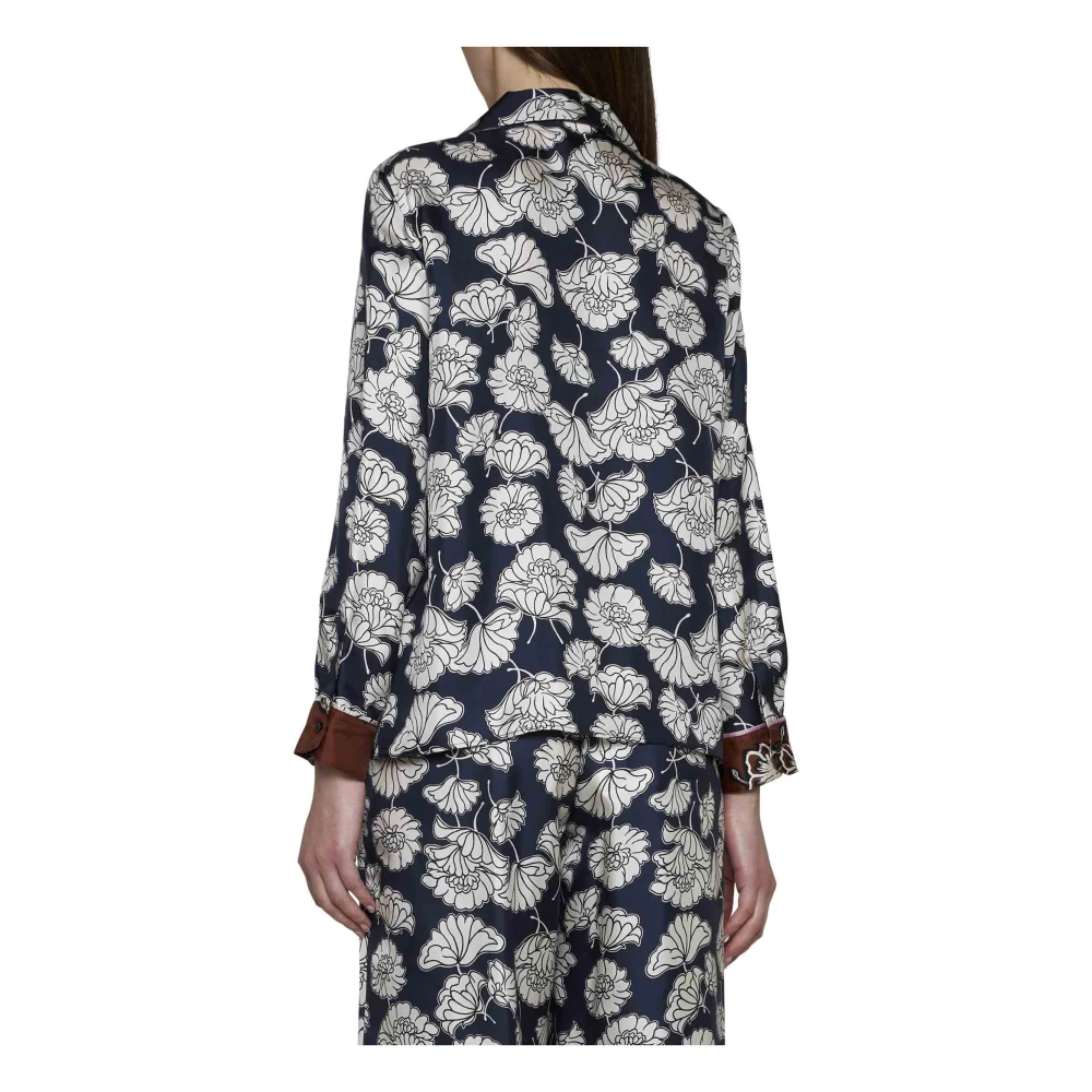 Max Mara Weekend Dahlia Print Zijden Overhemd Multicolor Dames