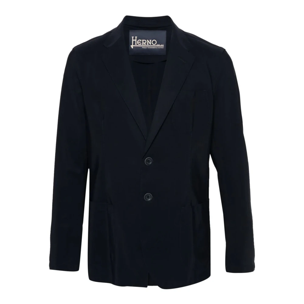 Herno Blauwe Blazer met Klassieke Revers Blue Heren