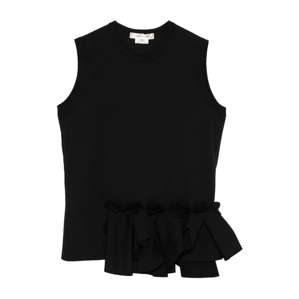Comme des Garçons Zwart Gerimpeld Vest Mouwloos Crew Neck Black Dames