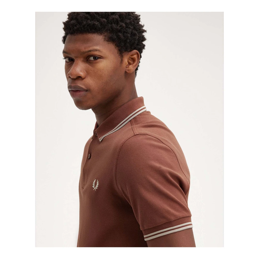Fred Perry Twin Tipped Polo Shirt Brown Heren