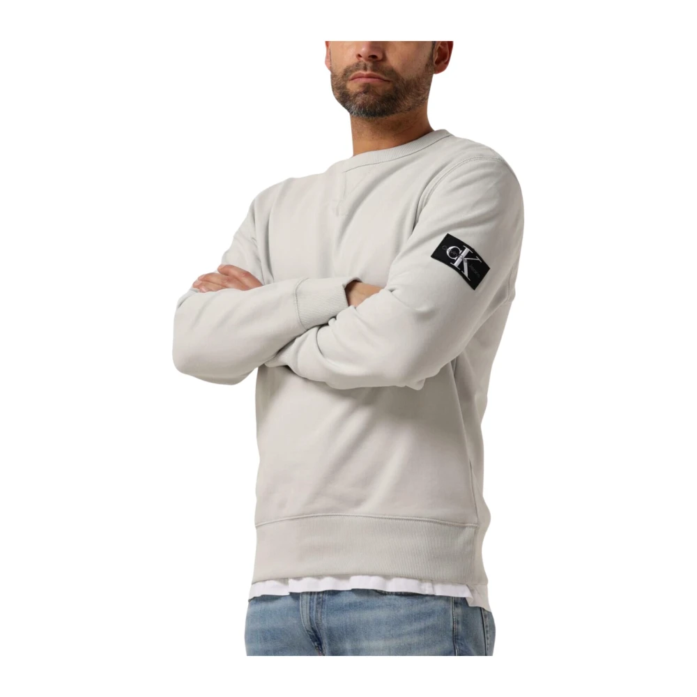 Calvin Klein Heren Badge Crew Neck Sweater Gray Heren