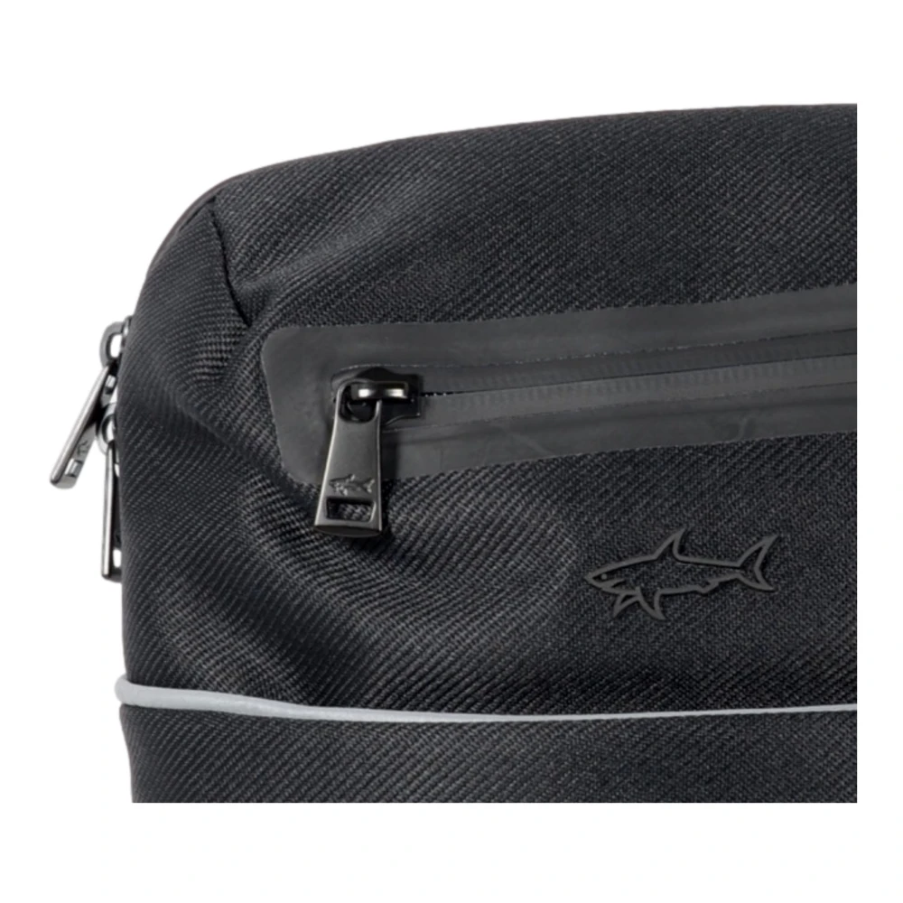 PAUL & SHARK Zwarte Schoudertas met Dubbele Rits Black Heren