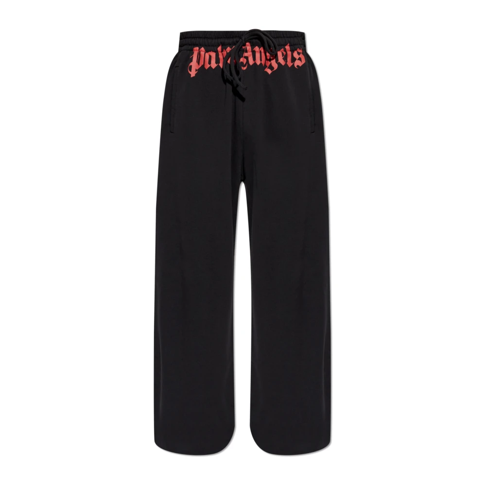 Palm Angels Mannelijk Zwart Broeken Heren, 2XL, Katoen, Waist Logo Trainingsbroeken