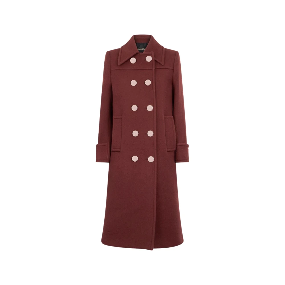 Roberto Cavalli Double-Breasted Wool Coat - Female - Double-Breasted Coats - Purple - S - Coats