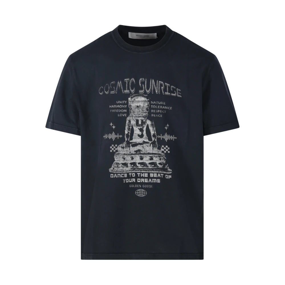Golden Goose Regular Geverfd Bedrukt T-shirt Black Heren