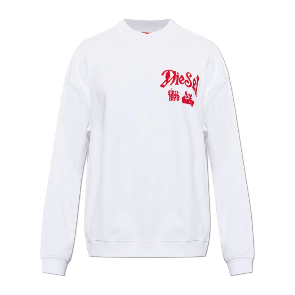 Diesel Mannelijk Wit Hoodies & Sweatvesten Heren, Xs, Katoen, S-Boxt-Aa 2 Sweatshirt
