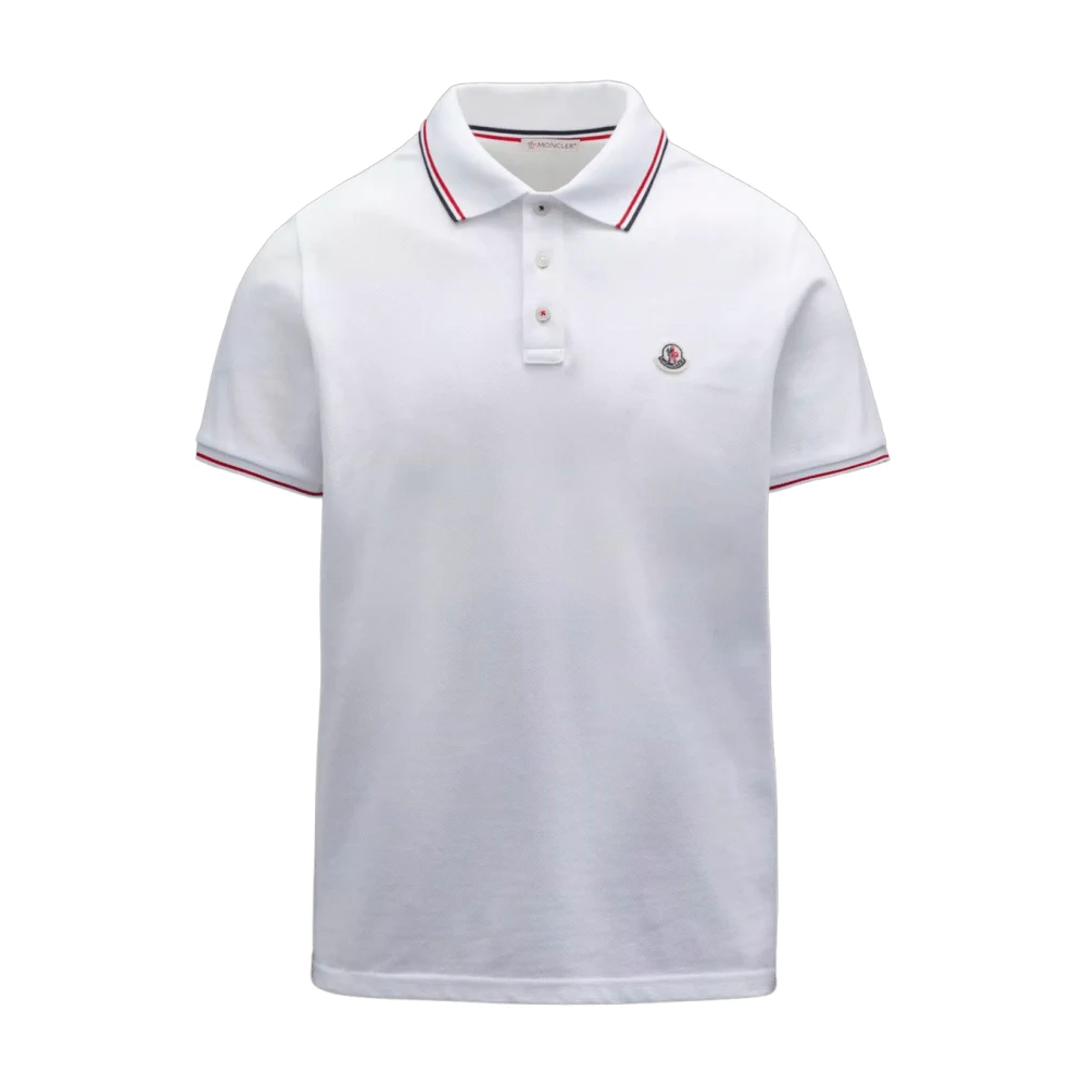 Moncler Franse Tricolor Gestreepte Poloshirt White Heren