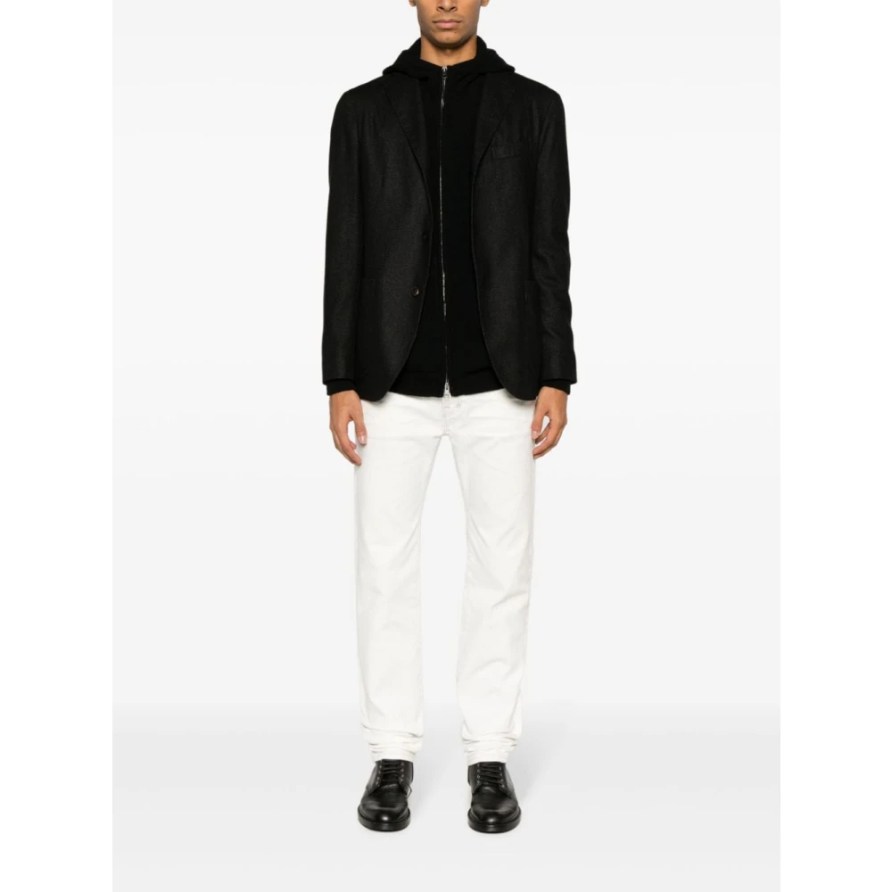 Boglioli Zwarte wollen jas met dartdetails Black Heren