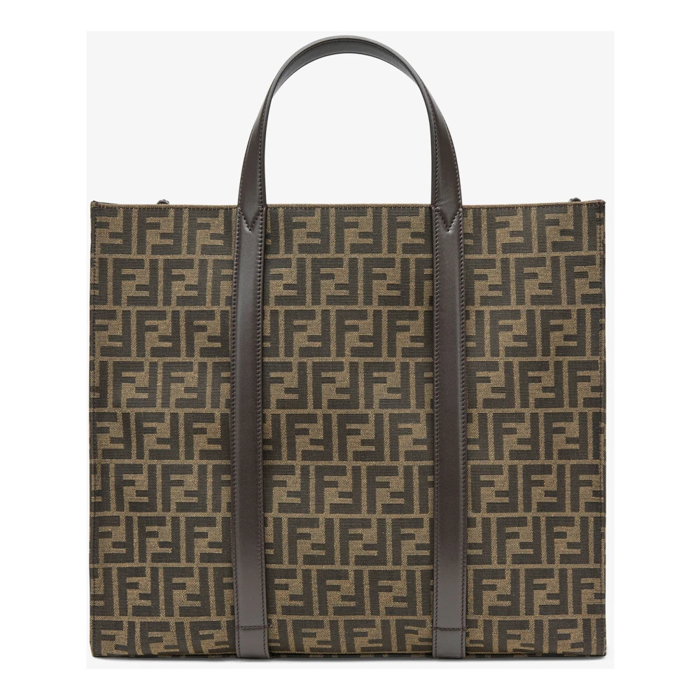 Fendi Bruine FF Motief Leren Tas Brown Heren