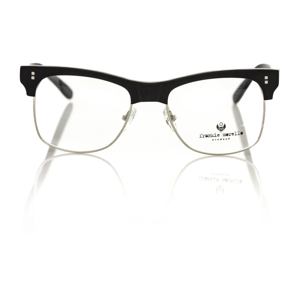 Frankie Morello Zwarte Clubmaster Bril met Metalen Frame Black Unisex