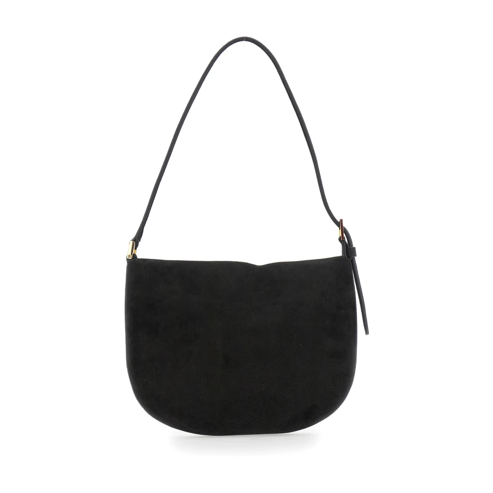 Savette Zwarte kleine schoudertas met kliksluiting Black Dames