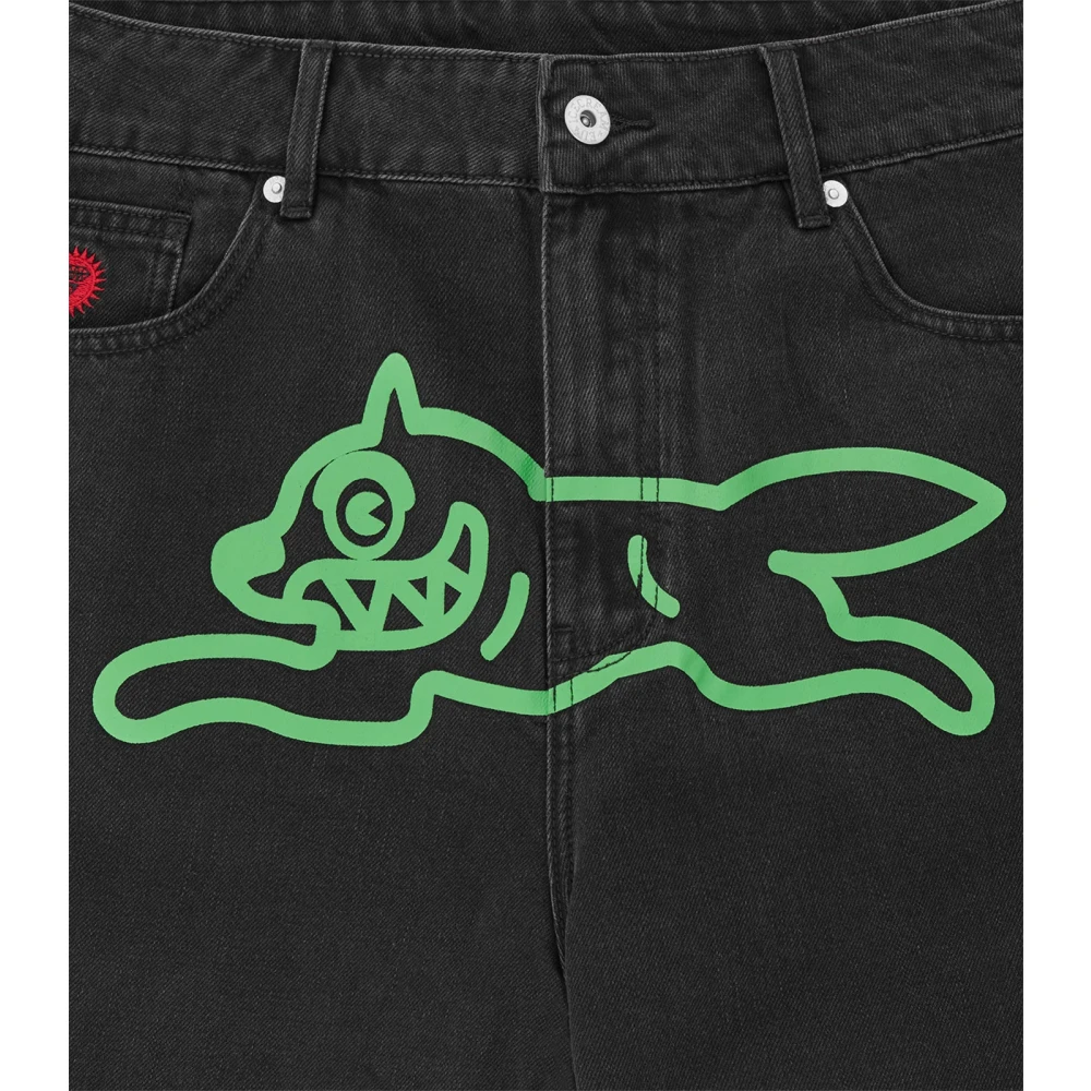 Icecream Running Dog Denim Shorts Black Heren