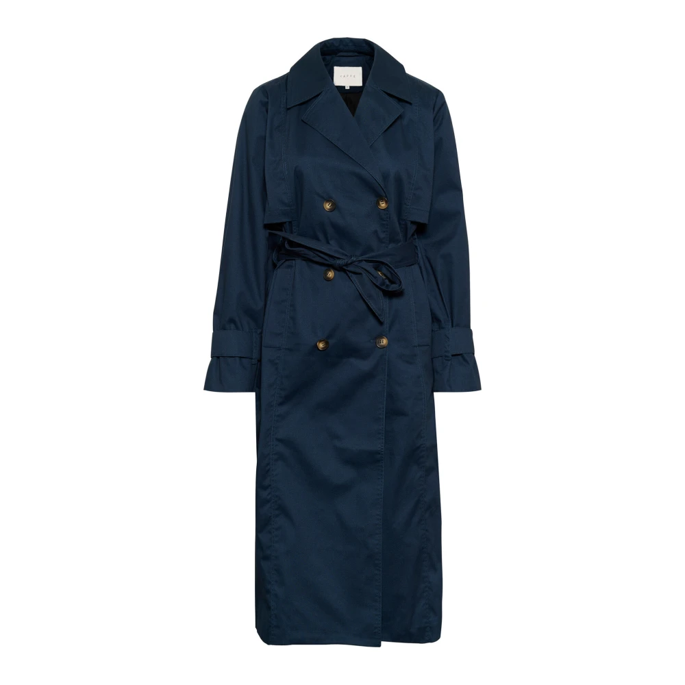 Kaffe Midnight Marine Trenchcoat Jas Blue Dames