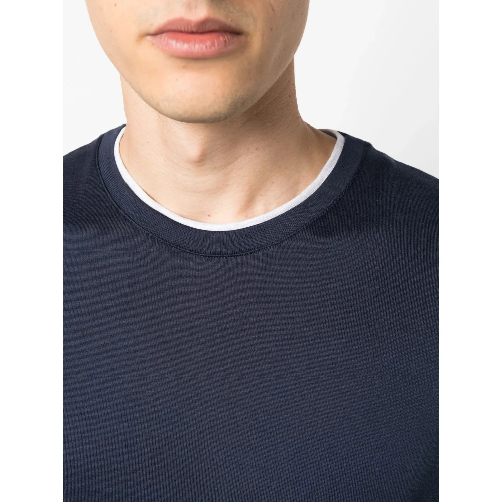 Eleventy Italiaans katoenen T-shirt Blue Heren