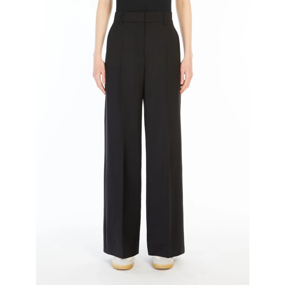 Weekend Zwarte wollen Palazzo broek Black Dames