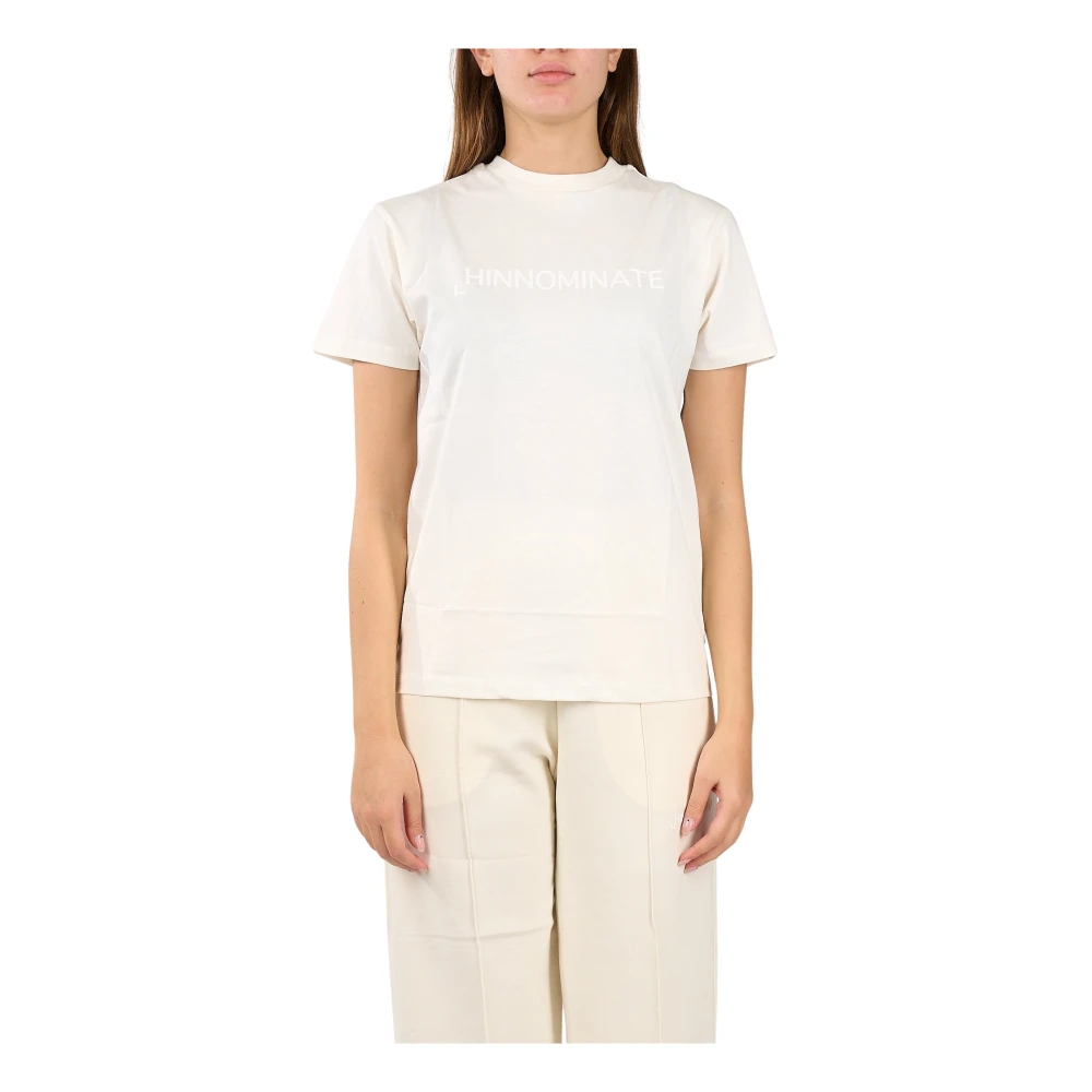 Hinnominate Katoenen Jersey T-shirt met Bedrukt Logo White Dames