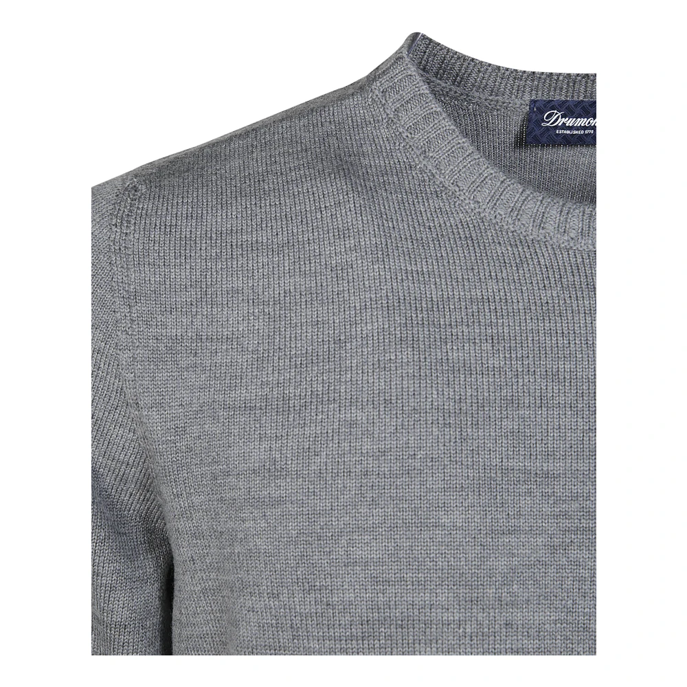 Drumohr Merino Wol Ronde Hals Trui Gray Heren