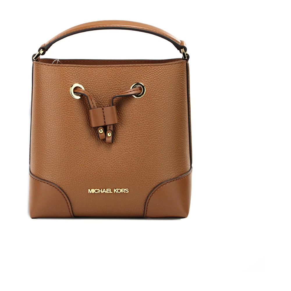 Michael Kors Emblematische Bucket Crossbody Tas van Leder Brown Dames
