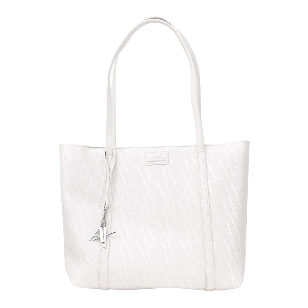 Armani Exchange White Shopper Bag With Monogram Logo - Female - Shopping Bags - One Size - Bags