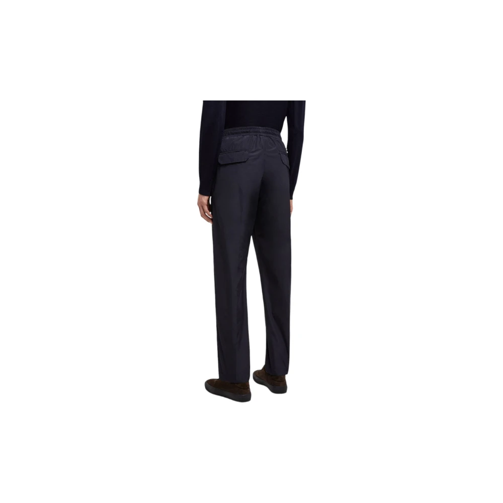 Moncler Navy Micro Ventile Jogging Broek Blue Heren