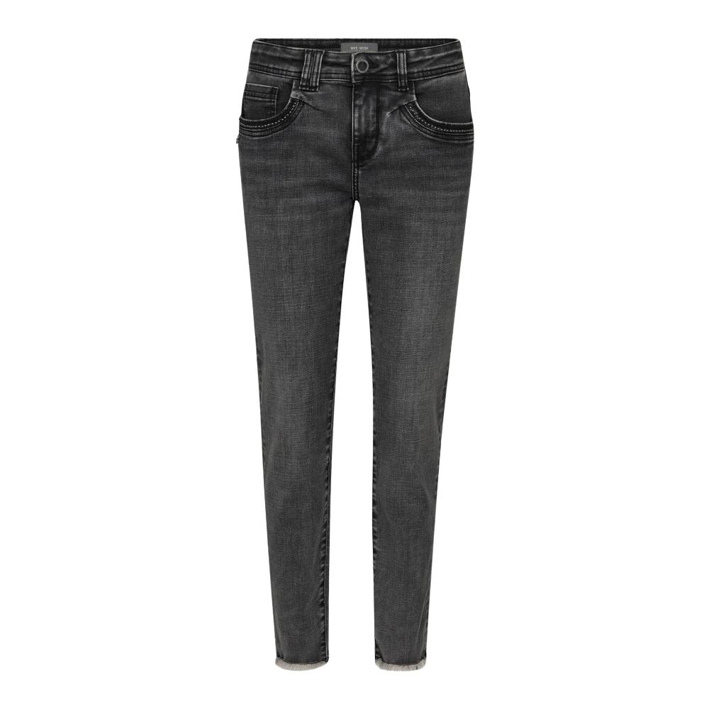 MOS MOSH Slim-Fit Perla Jeans met Ruwe Randen Gray Dames