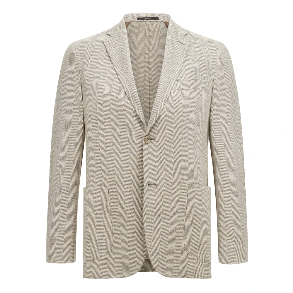 Boggi Milano B Jersey Linnen en Katoenen Herringbone Jas Beige Heren