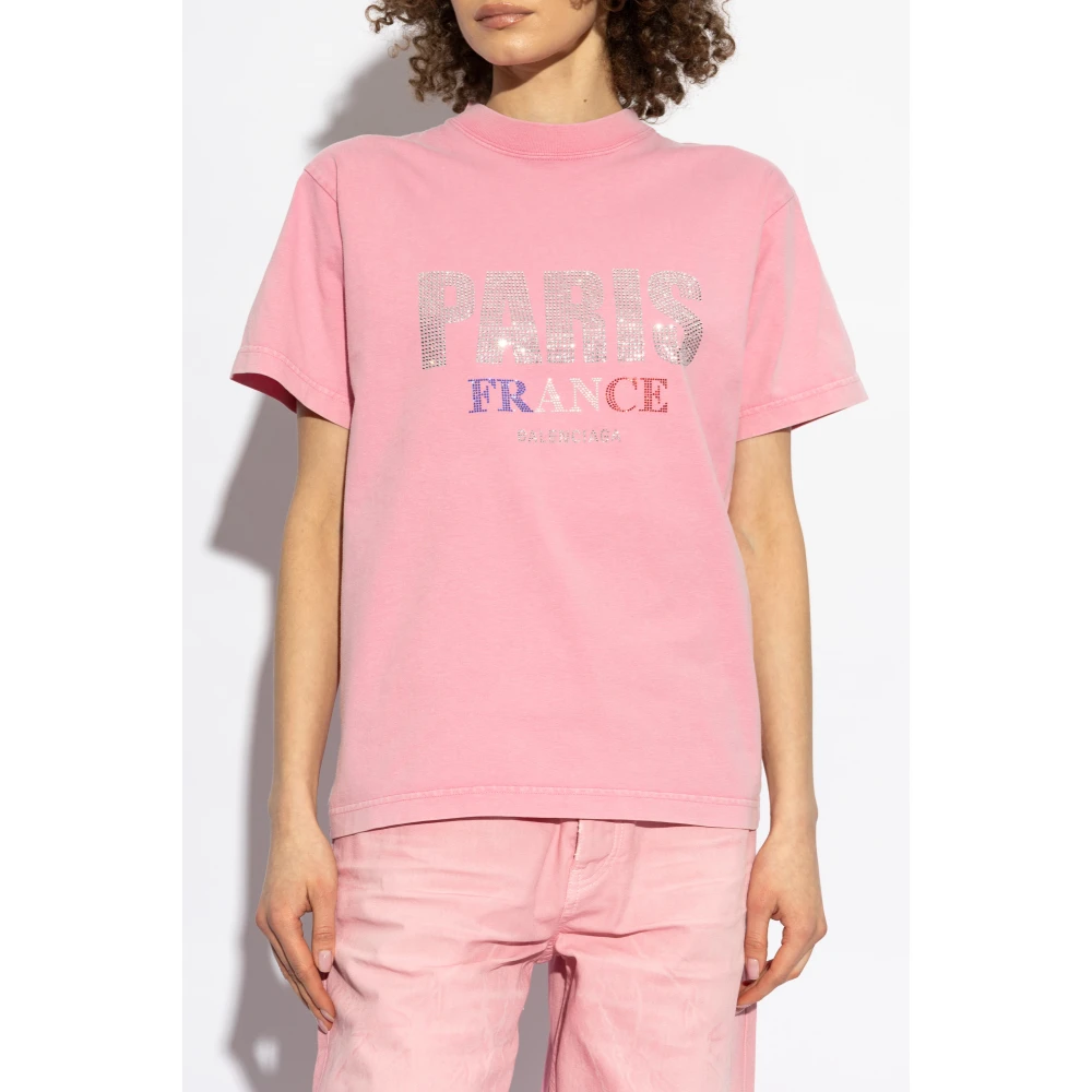 Balenciaga T-shirt met logo Pink Dames