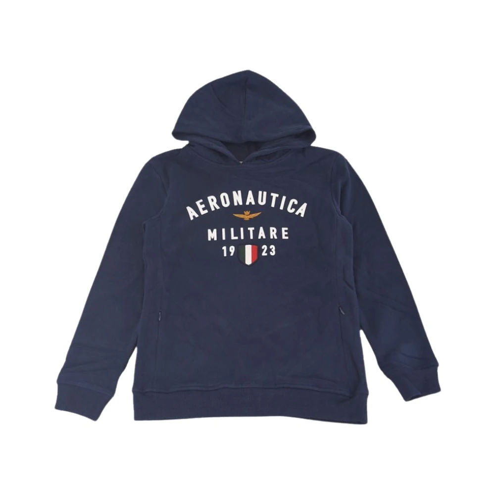 Aeronautica Militare AM Hoodie med Tryck och Brodyr Blue, Pojke