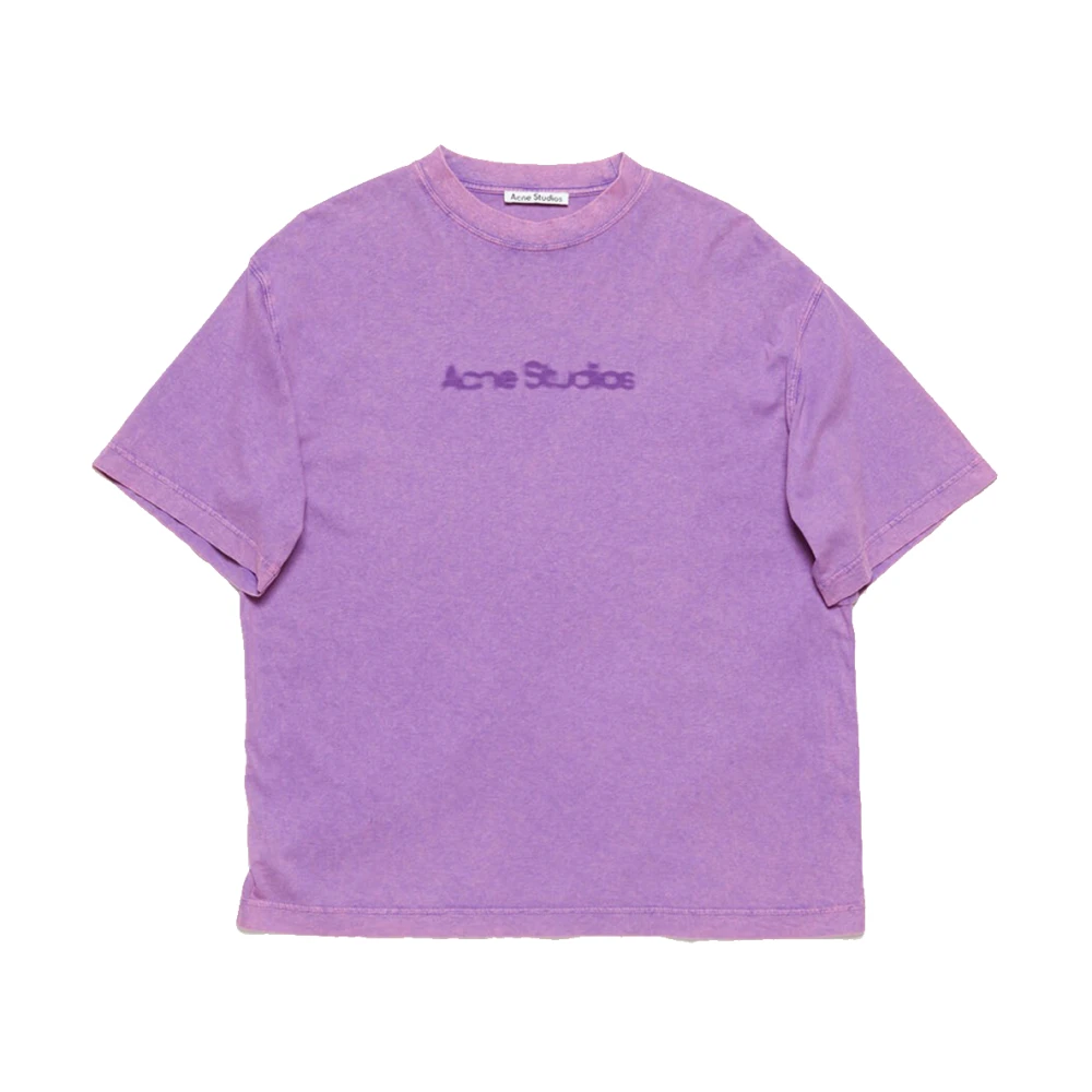 Acne Studios Paarse Katoenen T-shirt met Vervaagd Logo Purple Dames