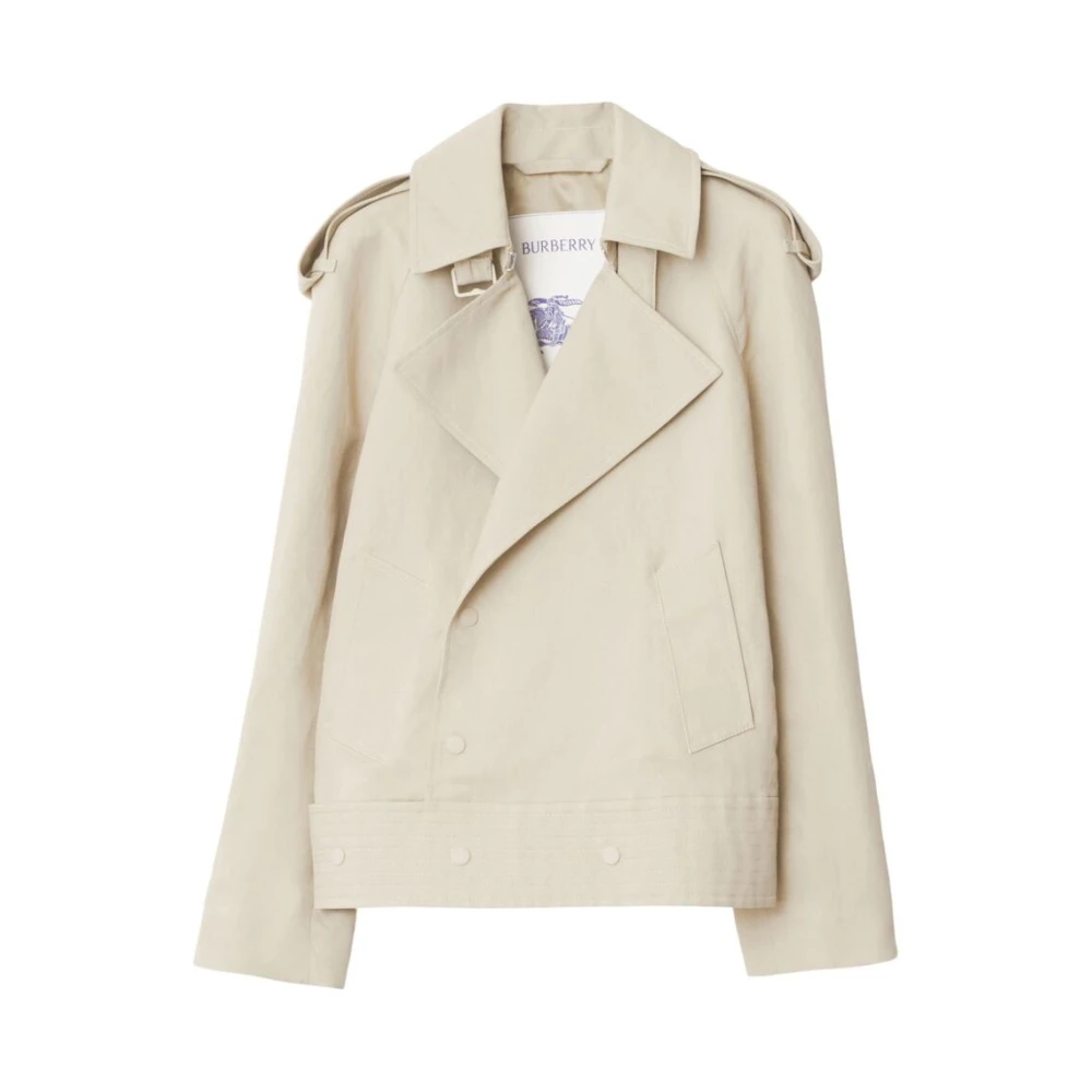Burberry Canvas Epauletten Revers Jas Beige Dames