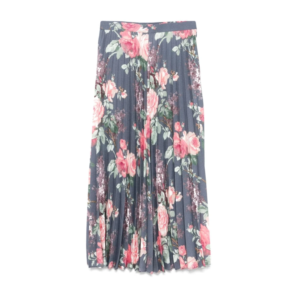 Junya Watanabe Blauwe Bloemenprint A-Lijn Rok Multicolor Dames