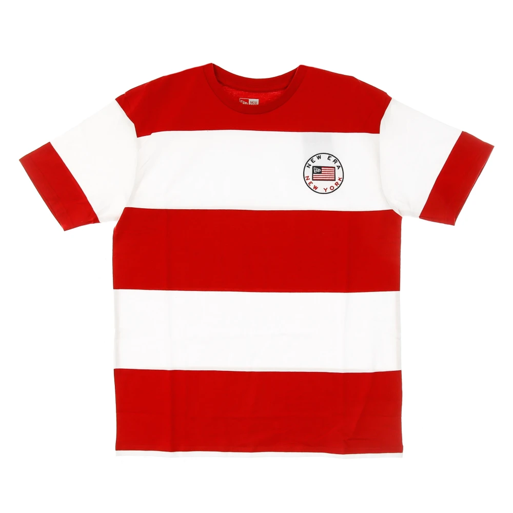 New era Gestreept Heren T-shirt in Wit Scarlet Multicolor Heren