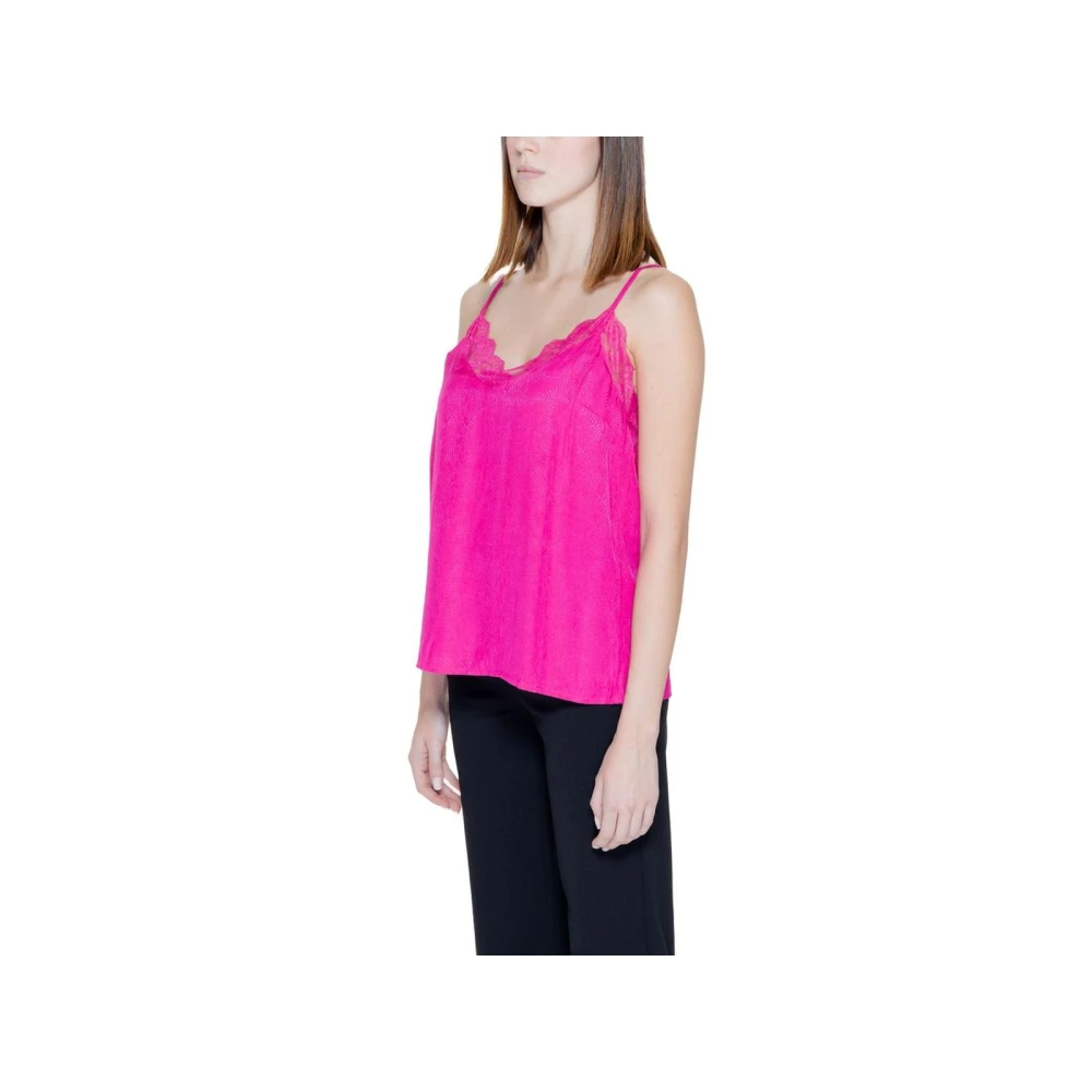 Vila Roze Kant Tank Top Pink Dames