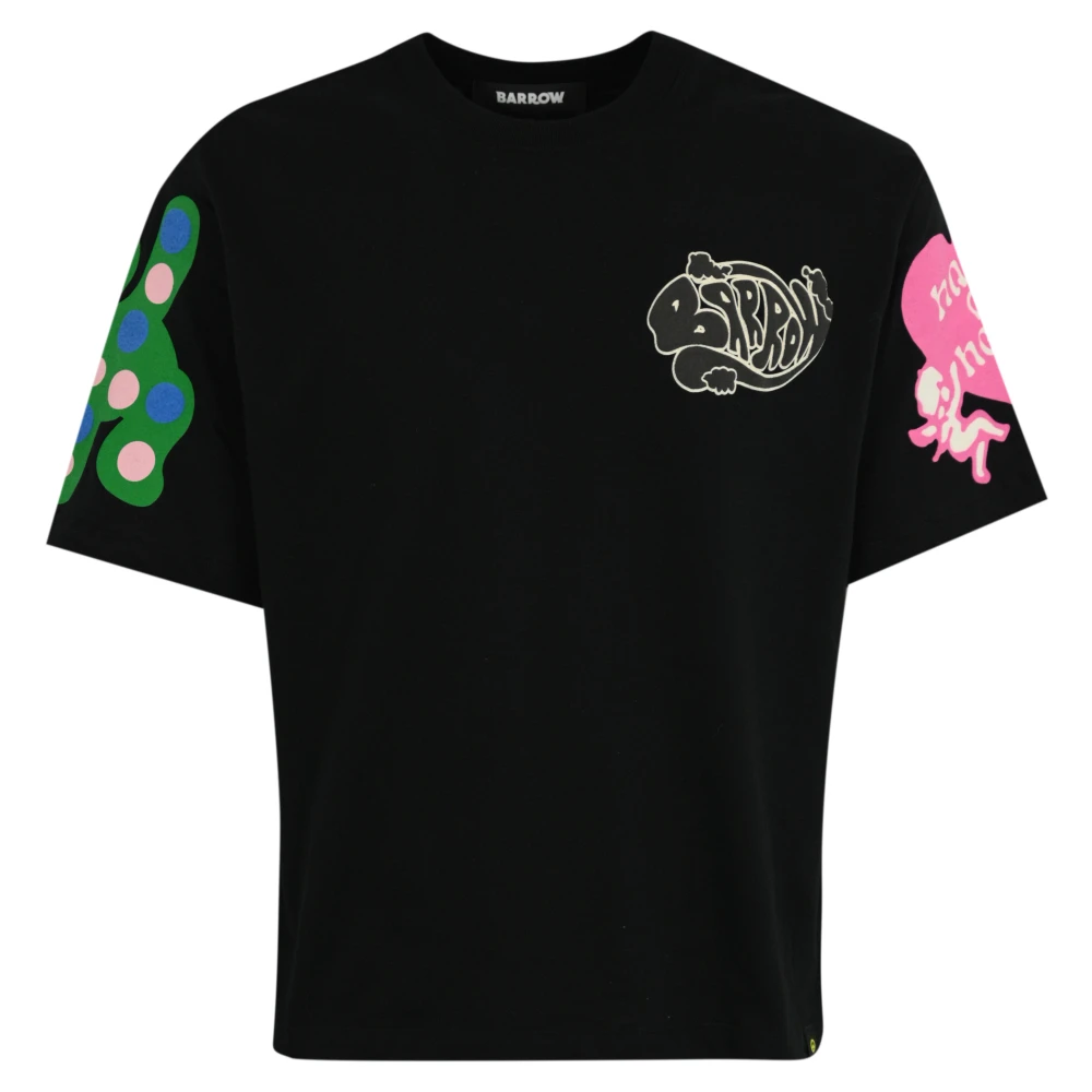 Barrow Zwarte katoenen T-shirt met logoprint Black Heren