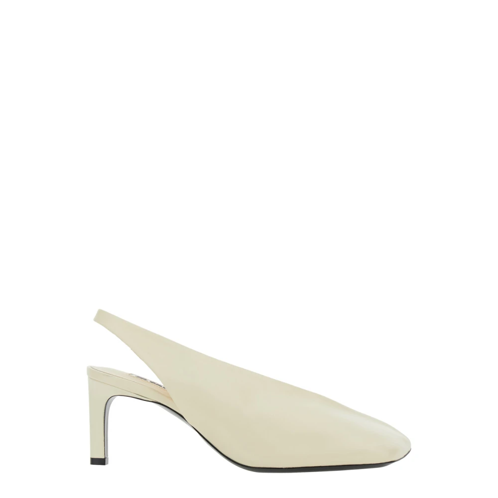 Jil Sander Witte Leren Slingback Hoge Hak Pumps White Dames