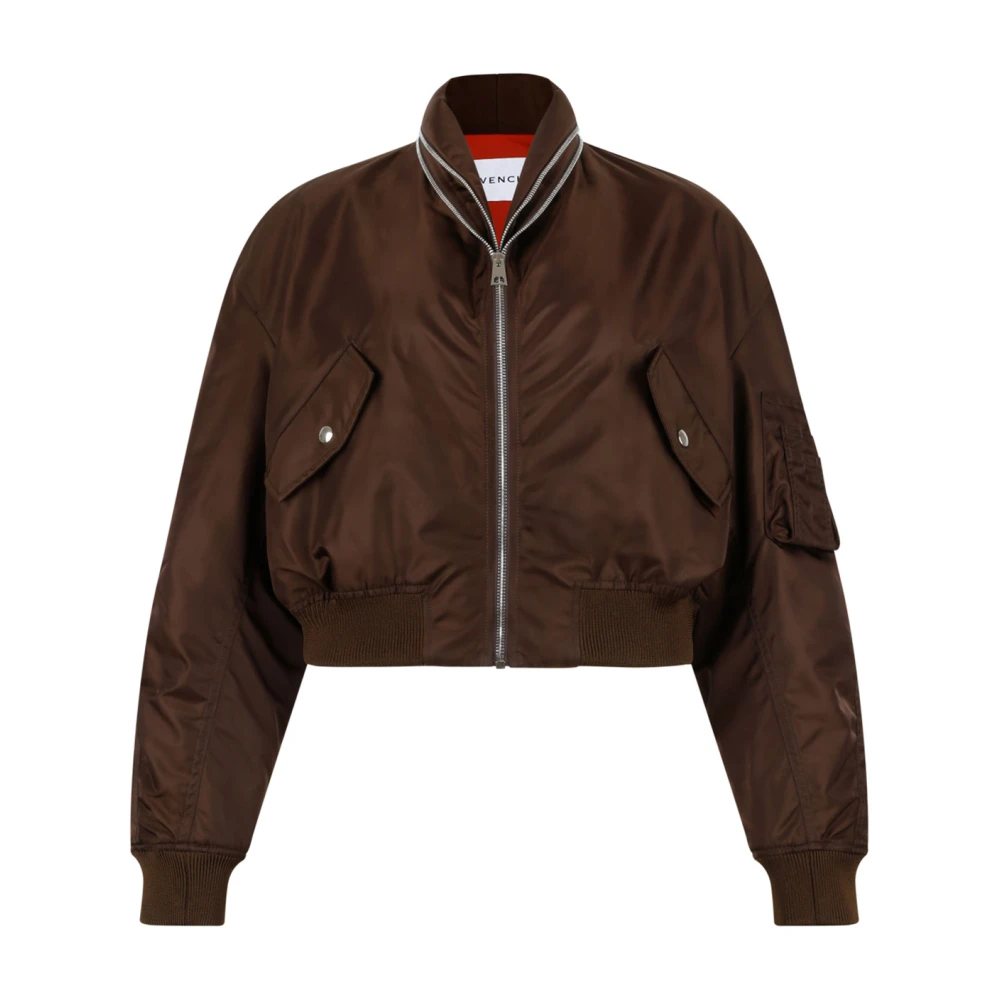 Givenchy Women's Brown Shawl Collar Bomber Jacket