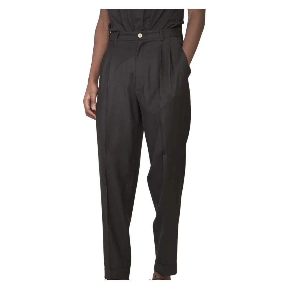 Magliano Stijlvolle Dubbel Geplooide Broek Black Heren