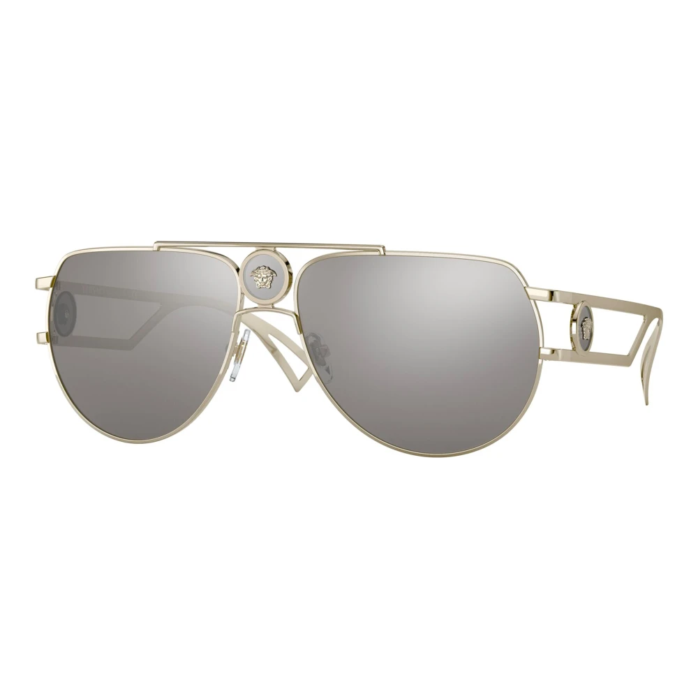 Versace Men's Gold/Grey Ve2225 12526G Man Sunglasses Metal Pilot Mirrored Mirror - Image 5