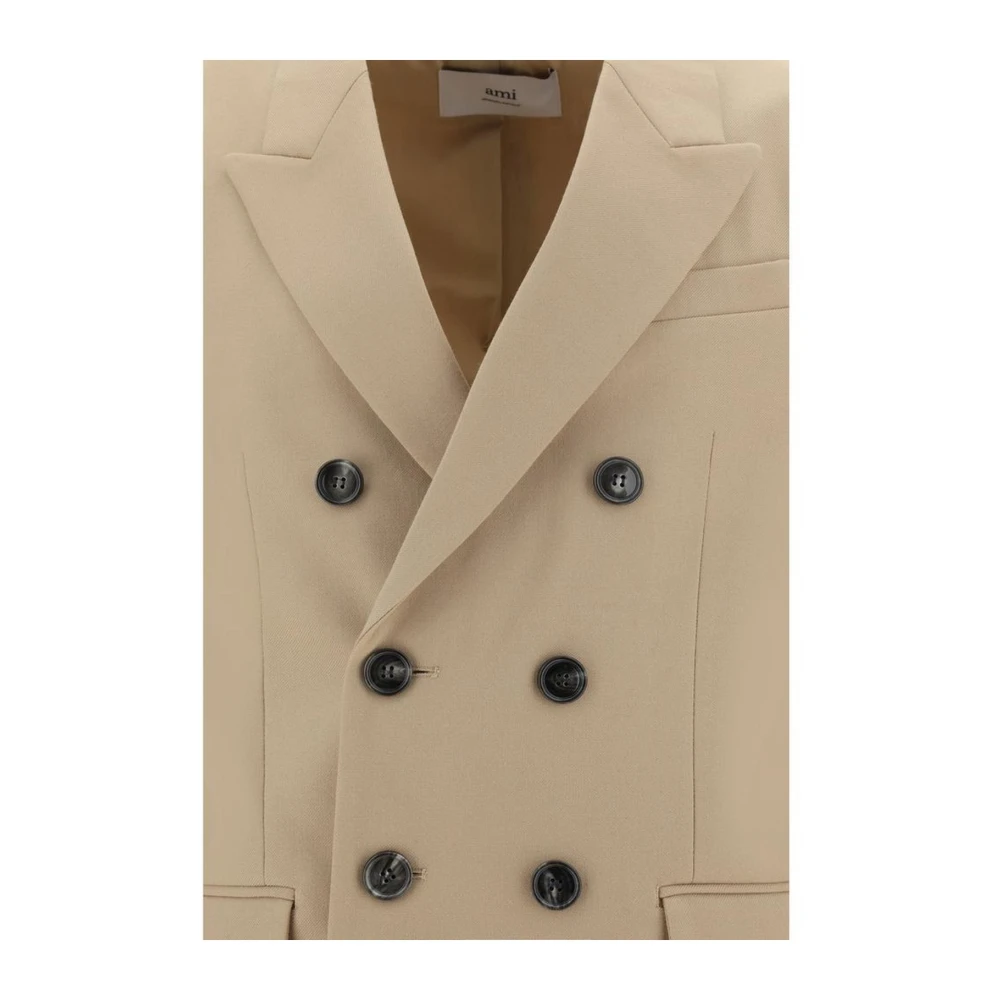 Ami Paris Double-Breasted wollen blazer met peaked revers Brown Heren