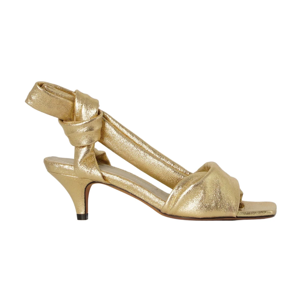 Toral Gouden Geknoopte Enkelband Hoge Hak Sandalen Yellow Dames