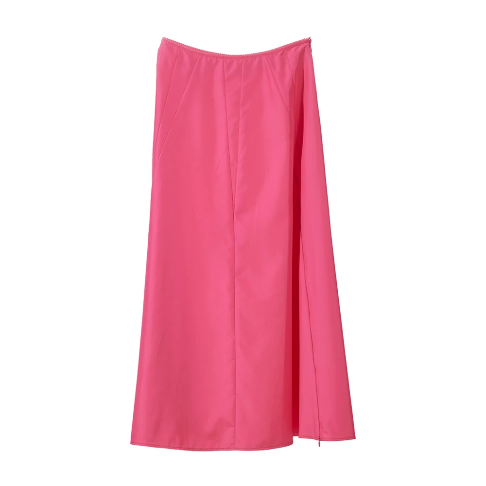 Moschino Fuchsia Taffeta Lange Rok Pink Dames