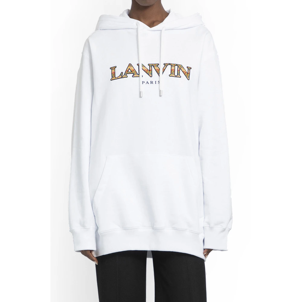 Lanvin Witte Oversized Hoodie met Geborduurd Logo White Dames