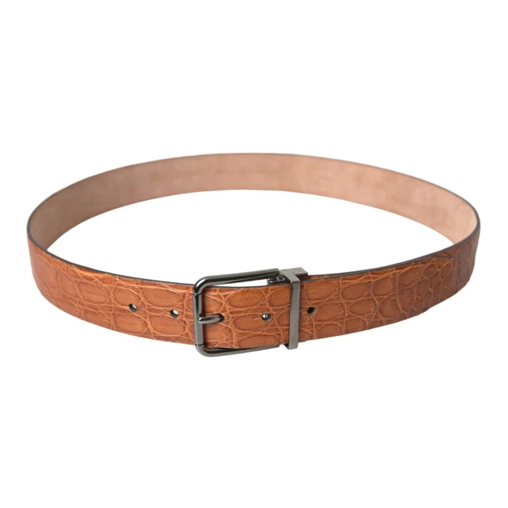 Dolce & Gabbana Exotische leren riem met zilveren gesp Brown Heren