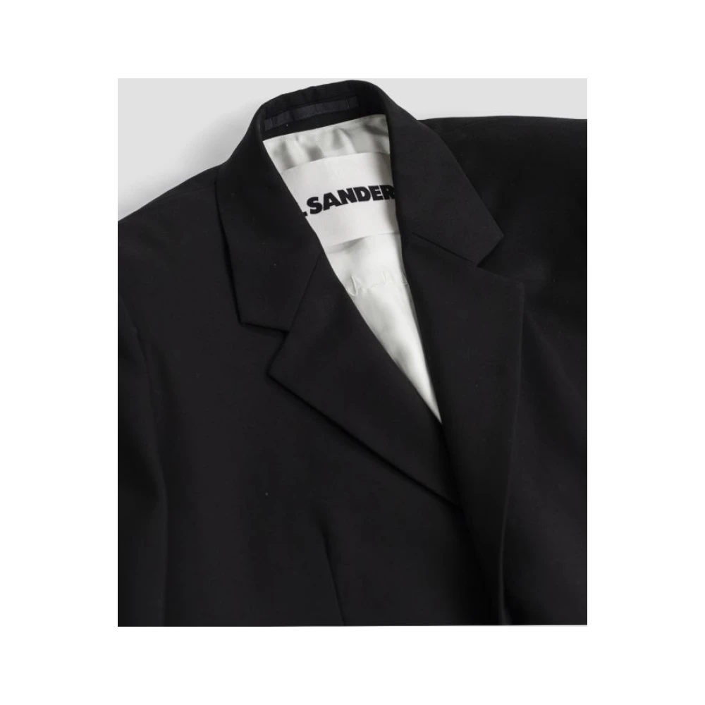 Jil Sander Zwarte Wol Gabardine Blazer Jas Black Heren