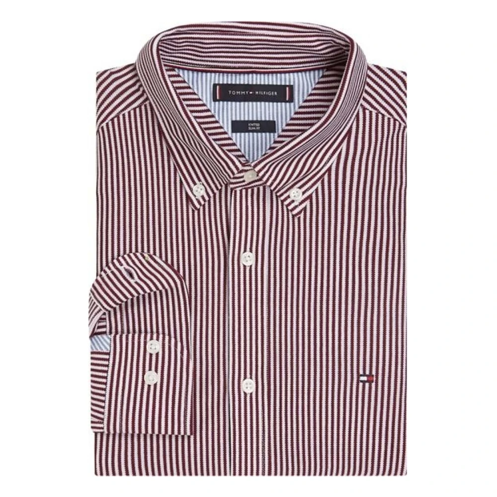 Tommy Hilfiger 1985 Collection Pinstripe Slim Fit Shirt Red Heren